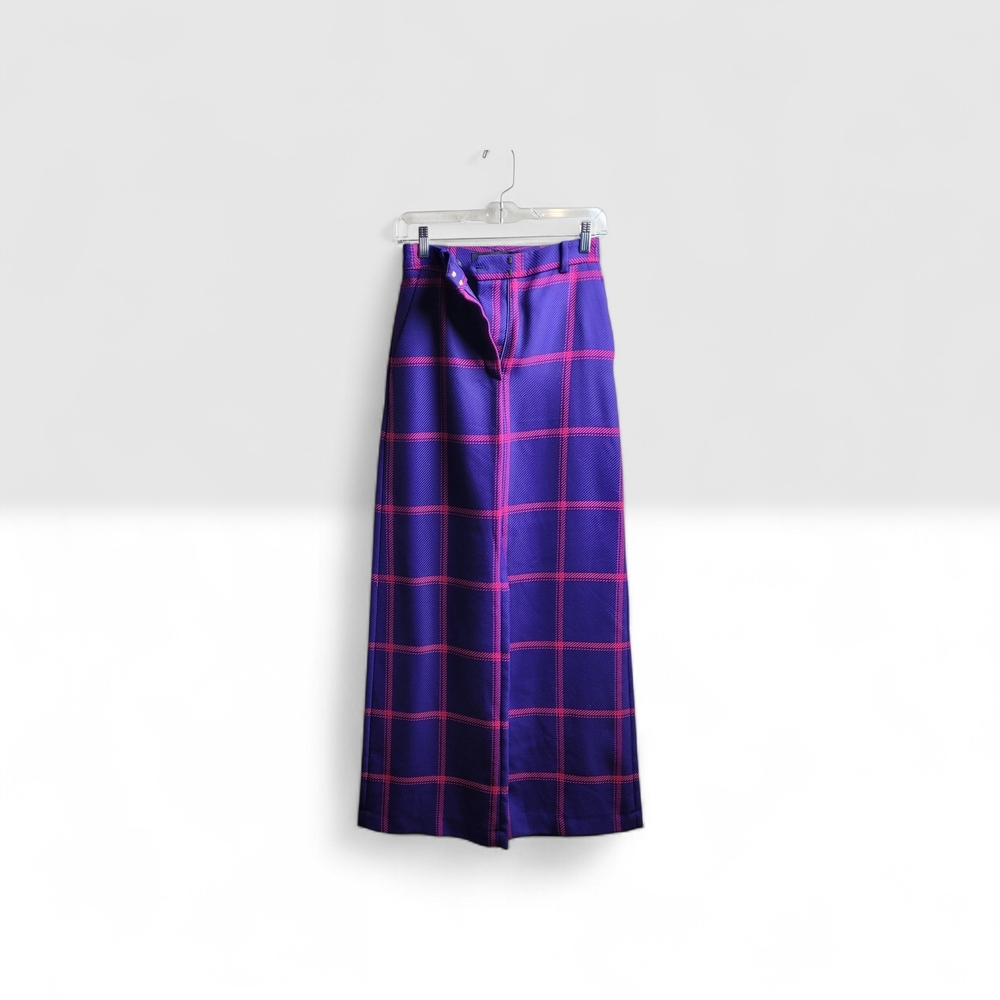 UTERQUE Plaid Purple Women Wide Leg